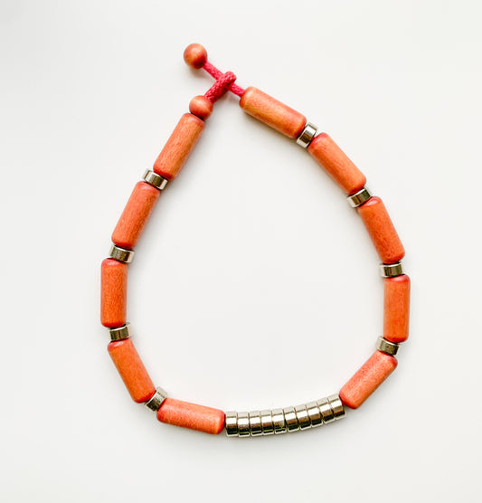 Aarikka Finland | Large Coral Beads Orange Necklace Wood | Molna Vintage