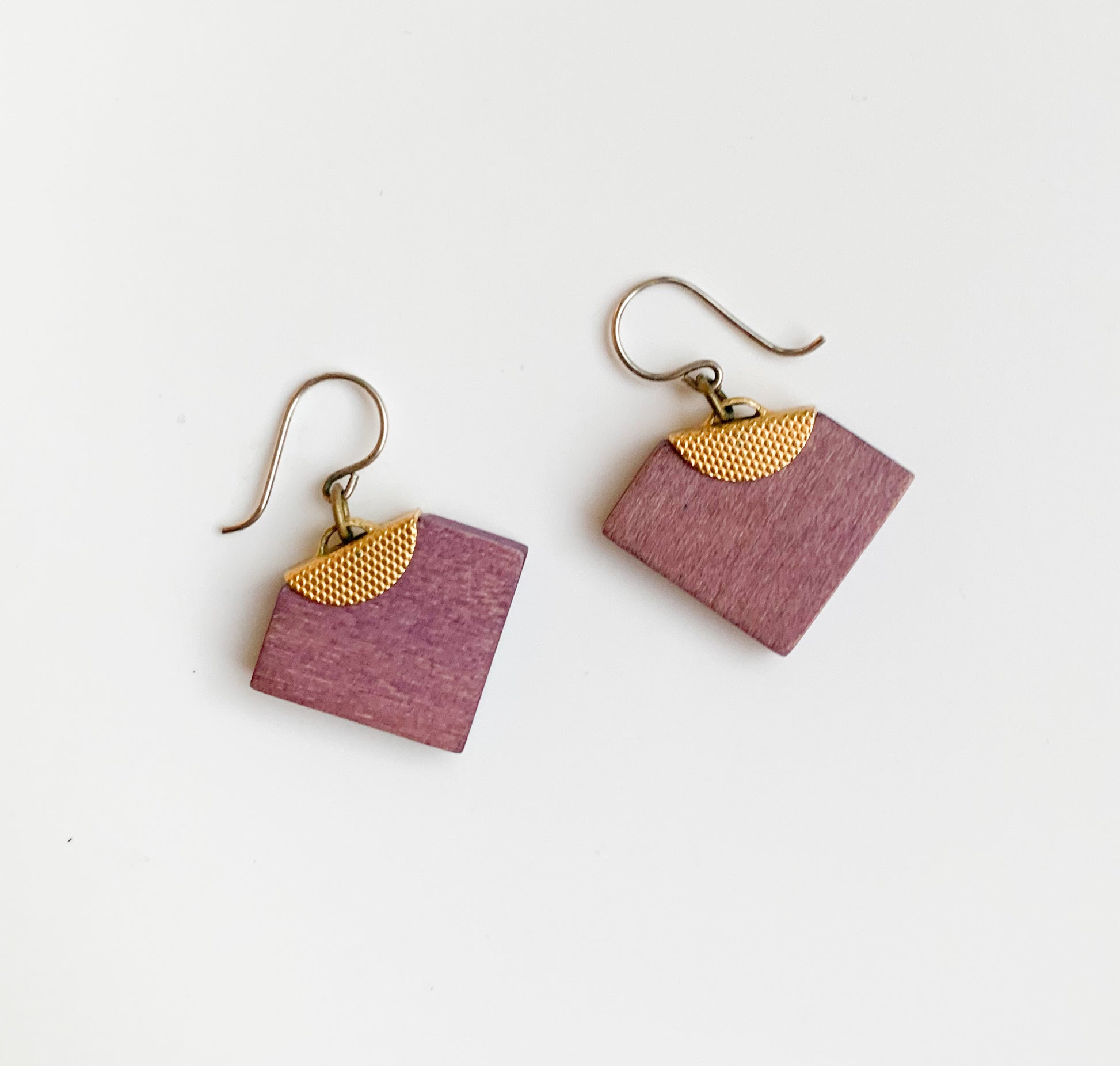 Aarikka Finland | Mauve Wood Earrings | Molna Vintage