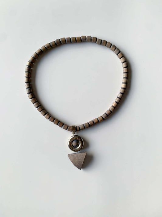 Aarikka Finland | Necklace wooden beads geometric pendant | Molna Vintage