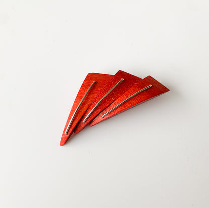 Aarikka Finland | Red Layered Wooden Brooch | Molna Vintage