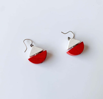 Aarikka Finland | Red White Boat Eaarings | Molna Vintage