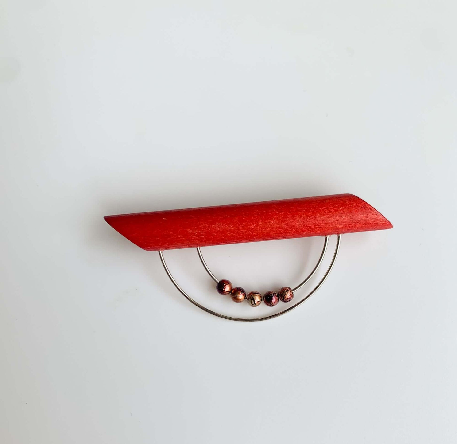 Aarikka Finland | Red Wooden Brooch  Arc | Molna Vintage