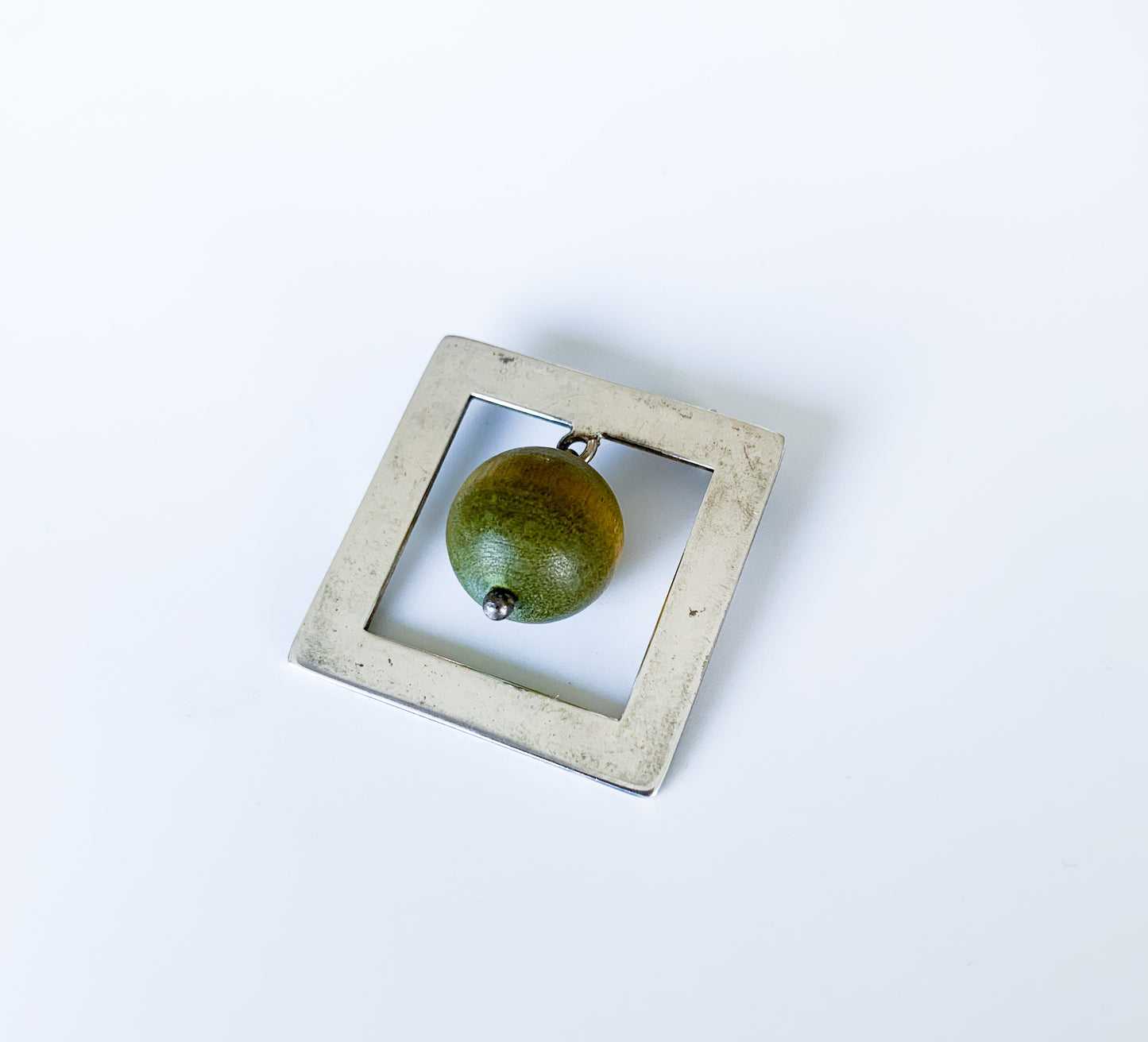 Aarikka Finland | Silver Brooch Wooden Ball | Molna Vintage