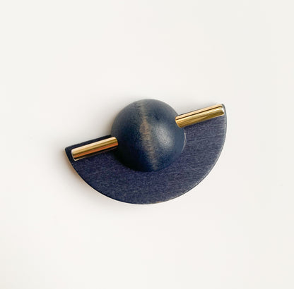 Aarikka Finland | Stained Blue Wood Brooch | Molna Vintage