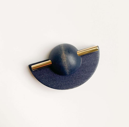 Aarikka Finland | Stained Blue Wood Brooch | Molna Vintage