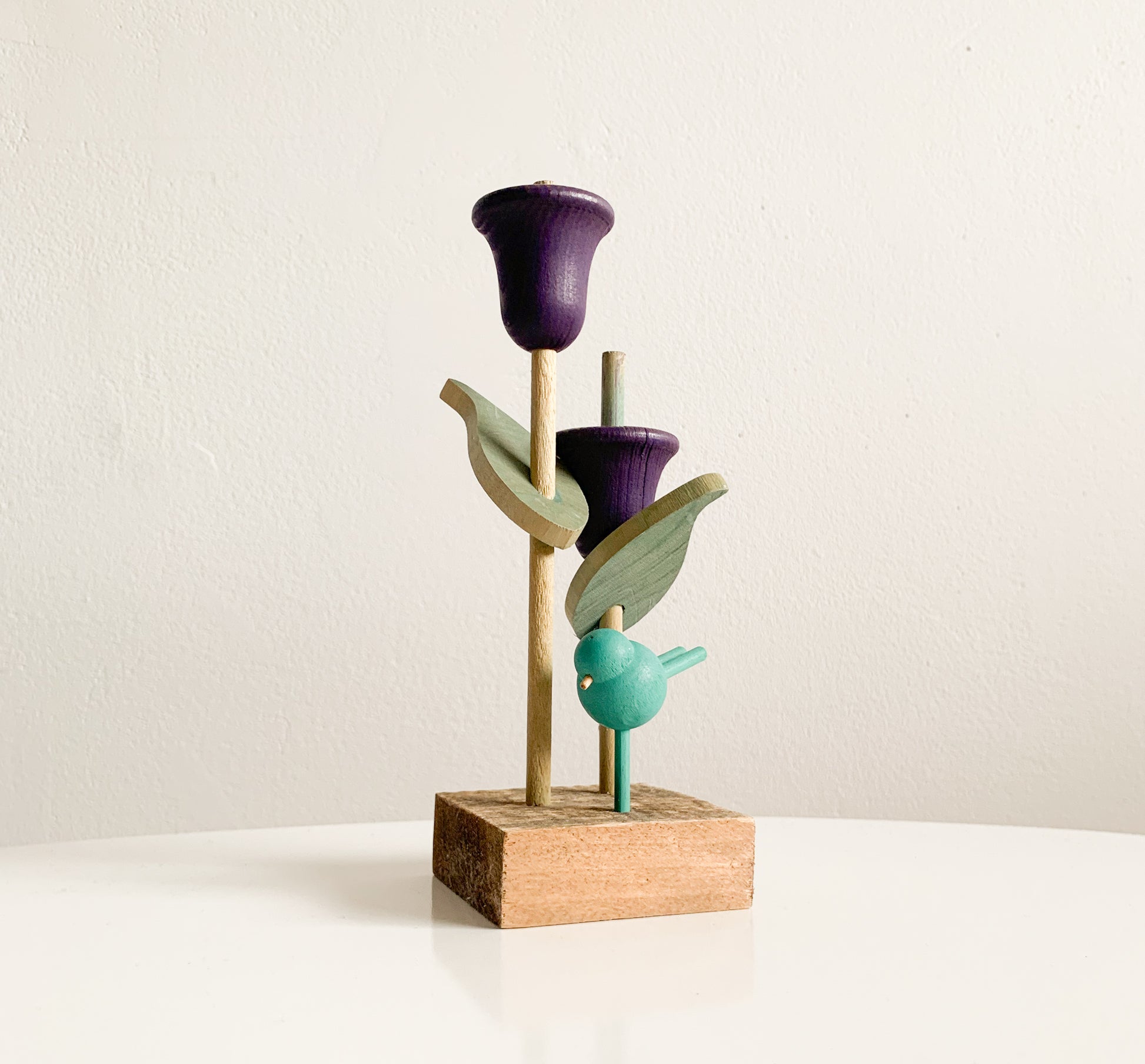 Aarikka Finland | Wooden Figurine Bird flowers | Molna Vintage