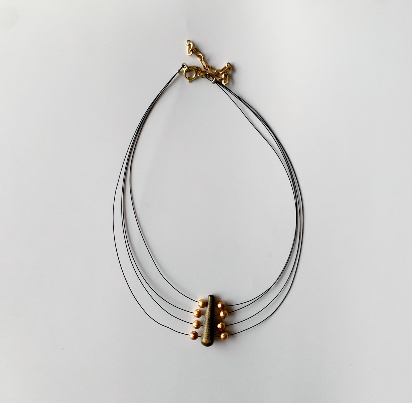 Aarikka Finland | Wooden Necklace Earthy Green Gold | Molna Vintage