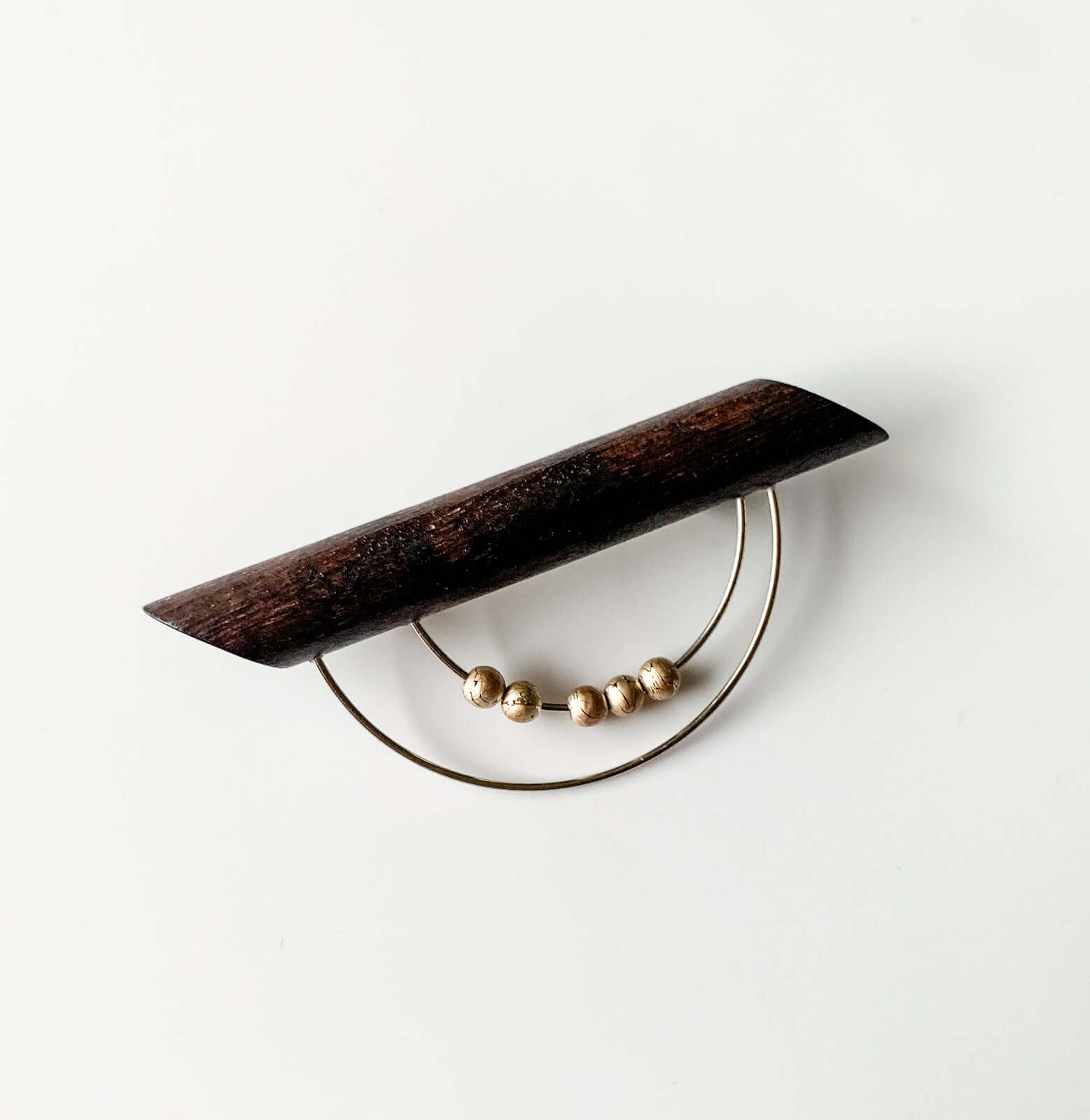 Aarikka Finland | Wooden brooch circular design gold accents | Molna Vintage