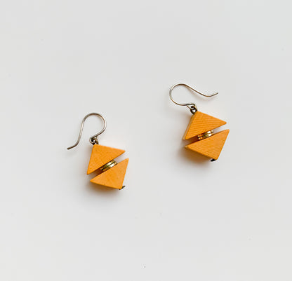 Aarikka Wooden Earrings Gold Tone | Peach Color | Molna Vintage 