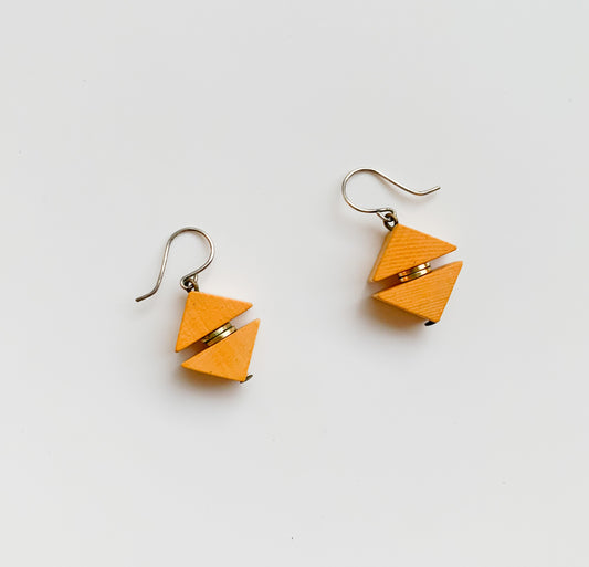 Aarikka Wooden Earrings Gold Tone | Peach Color | Molna Vintage 