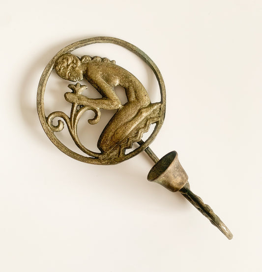 Antique Wall Decor Nude Woman | JugendCandle Holder Gilded | Molna Vintage