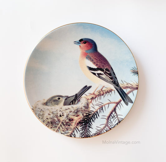 Arabia Chaffinch pair nest | Porcelain plate birds | Molna Vintage