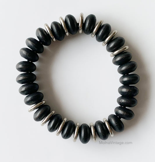 Black Wooden Bracelet | Aarikka Finland | Molna Vintage