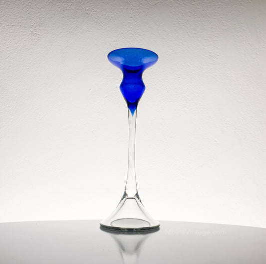 Blue Glass Candlestick | Marjut Kumela Finland | Molna Vintage