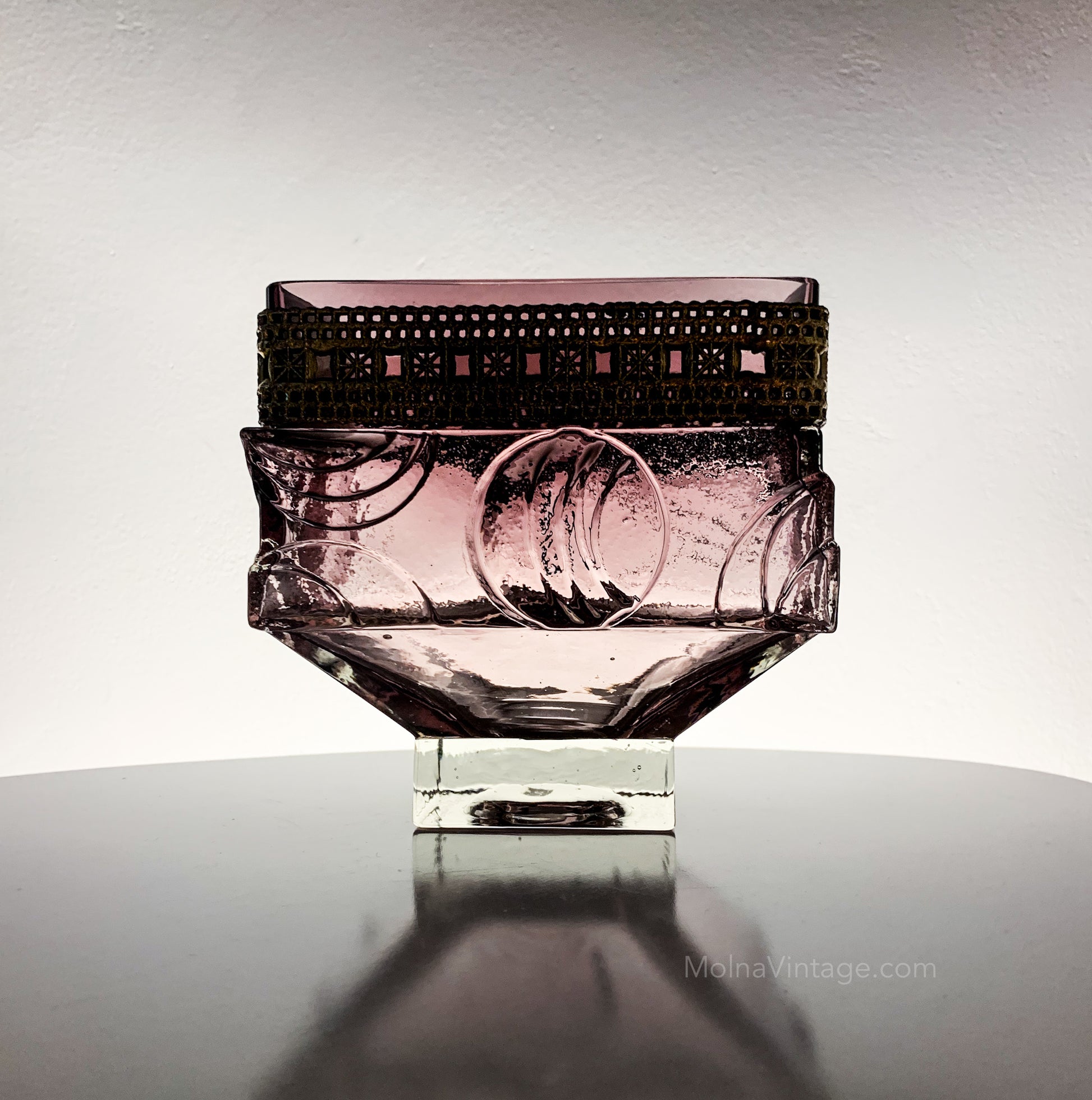 Brutalist Glass Bowl | Pentti Sarpaneva Kumela Turun Hopea | Molna Vintage 