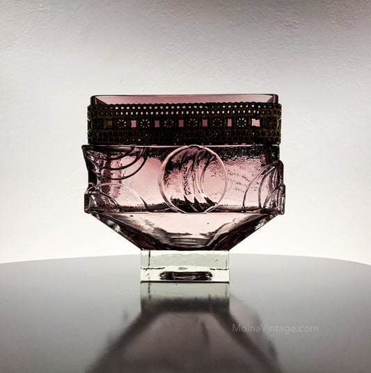 Brutalist Glass Bowl | Pentti Sarpaneva Kumela Turun Hopea | Molna Vintage 
