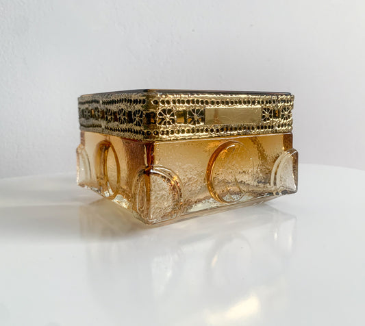 Brutalist Glass Bowl | Pentti Sarpaneva Pitsi Bronze Kumela Finland | Molna Vintage