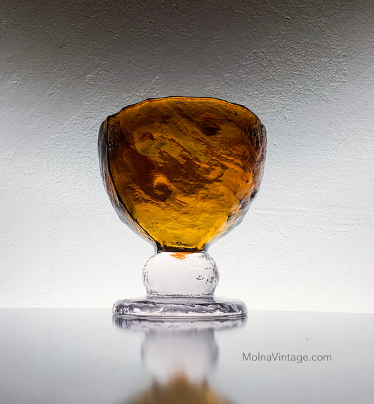 Brutalist Glass Vase Bowl | Humppila Finland | Molna Vintage