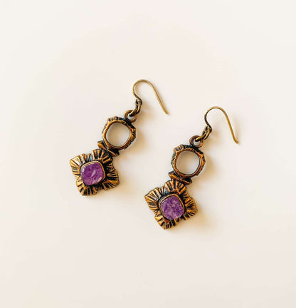 Brutalist bronze earrings Kelo | Pentti Sarpaneva Finland | Molna Vintage 