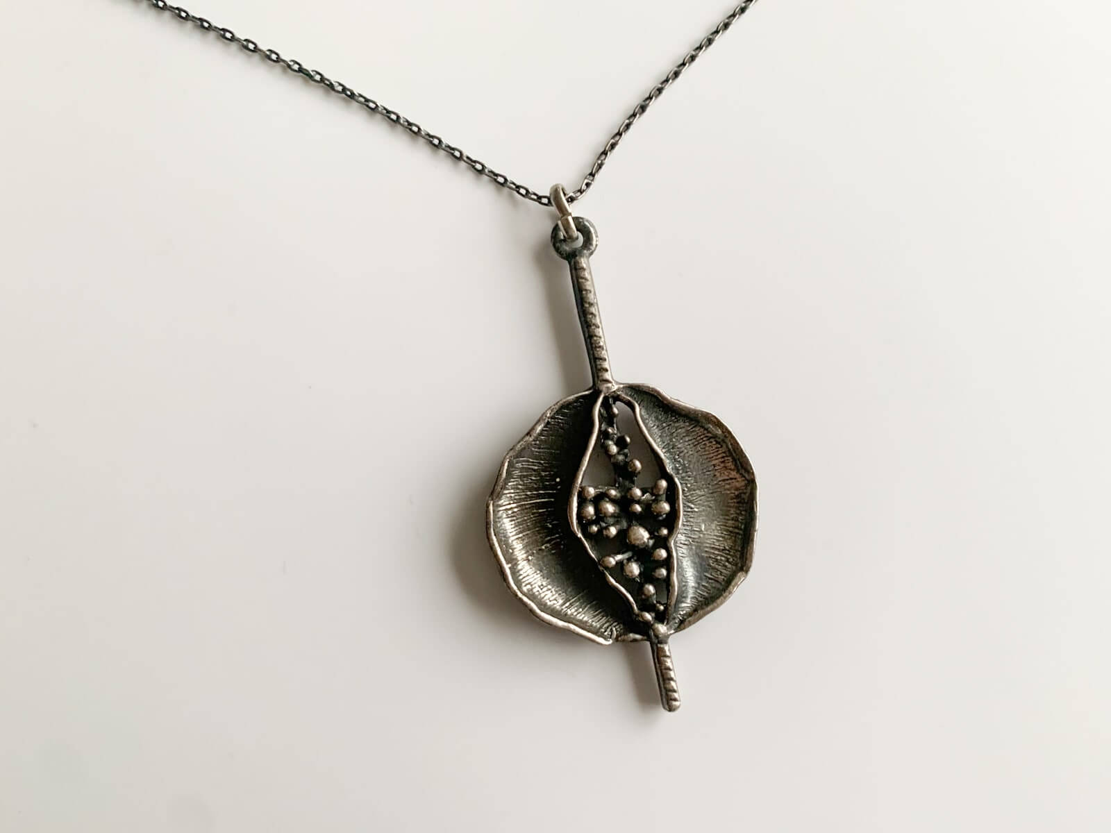 Brutalist pewter Pendant Astri Holthe Norway | Molna Vintage