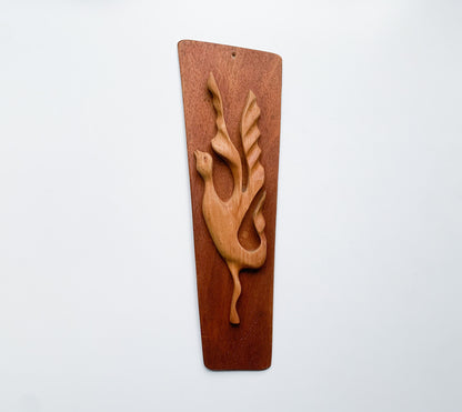 Carwed Wooden Plaque | Phoenix Bird | Molna Vintage