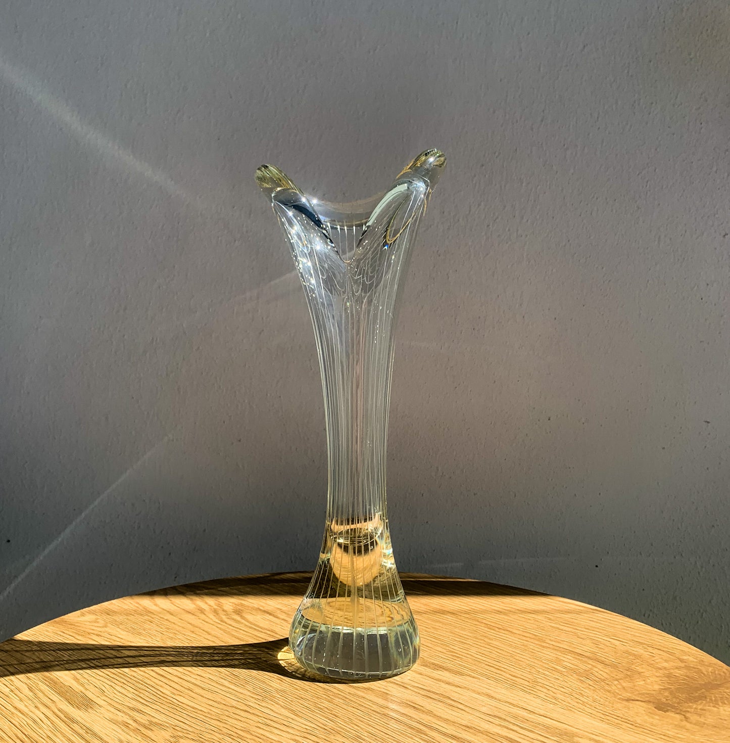 Clear Crystal Kalla Vase Etched | Mikko Helander Humppila | Molna Vintage