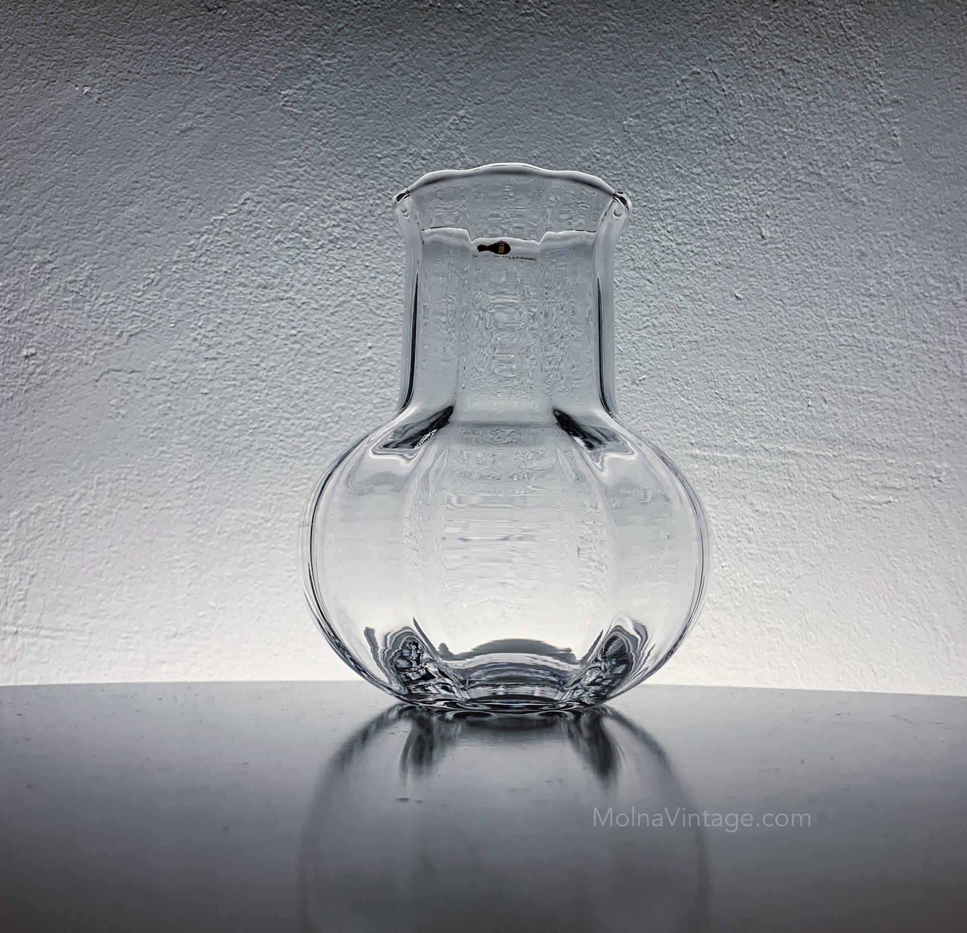 Clear Glass Optical Vase |  Valto Kokko Iittala Finland | Molna Vintage