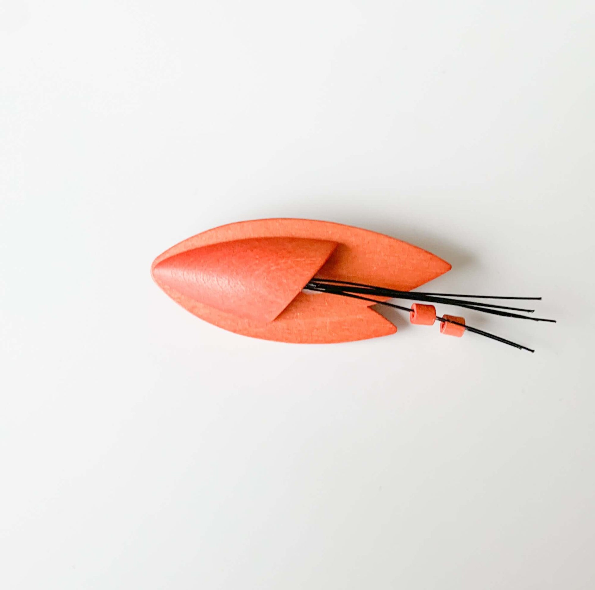 Coral orange brooch | Aarikka Finland Wooden Jewelry | Molna Vintage