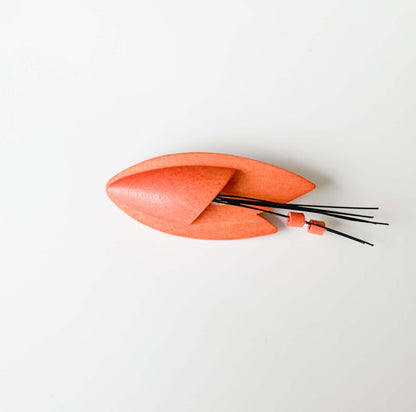Coral orange brooch | Aarikka Finland Wooden Jewelry | Molna Vintage