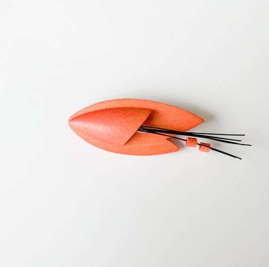 Coral orange brooch | Aarikka Finland Wooden Jewelry | Molna Vintage