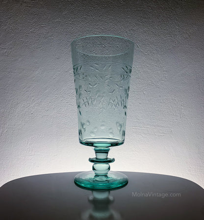 Engraved Glass Vase | Cornflower Motif | Molna Vintage