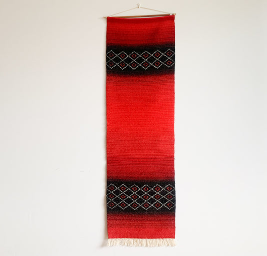 Finnish Raanu Tapestry | Red black woven textile geometric patterns | Molna Vintage