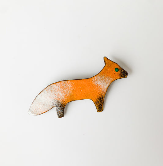 Fox Brooch Enamel Copper | Finland 1970s | Molna Vintage