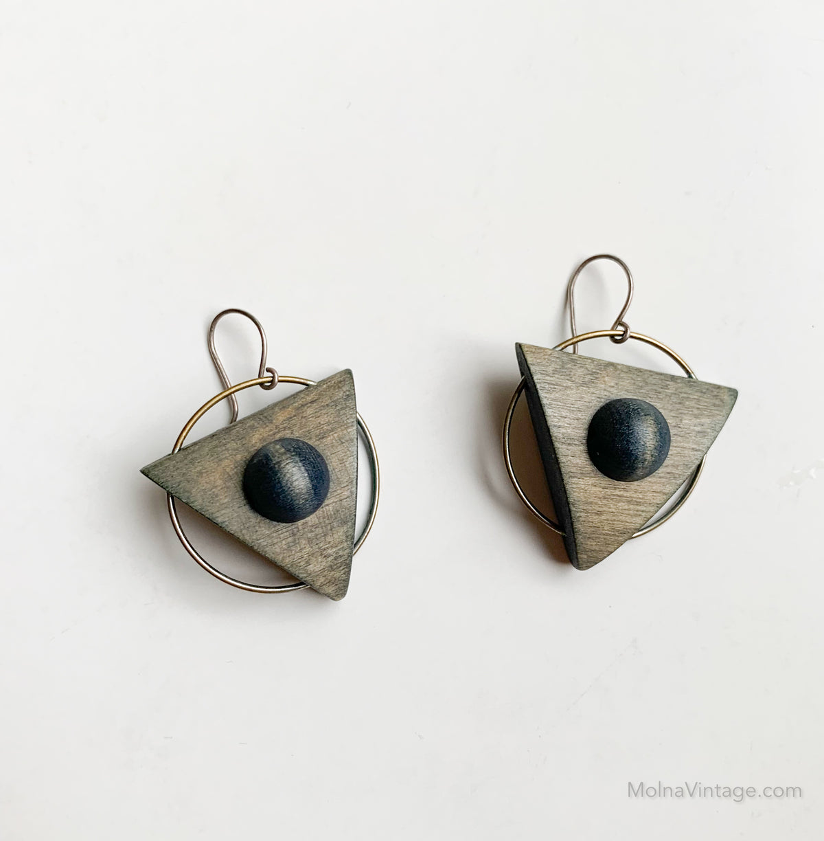 Geometric Wooden Earrings | Aarikka Finland | Molna Vintage