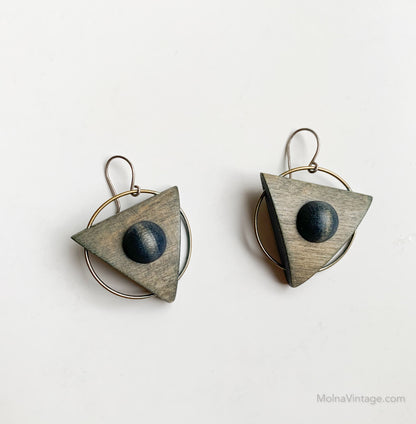 Geometric Wooden Earrings | Aarikka Finland | Molna Vintage