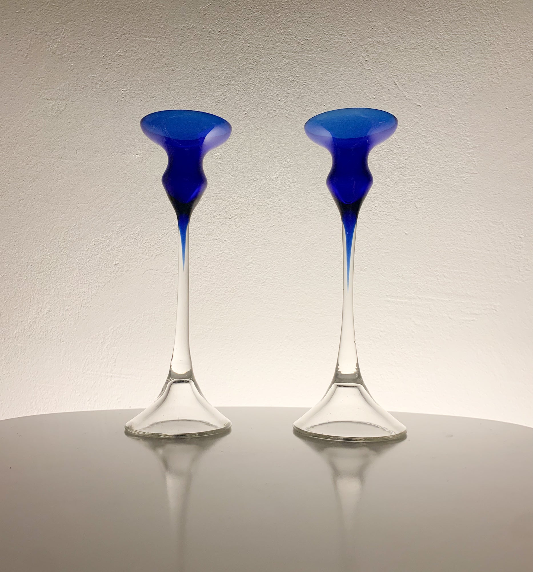 Glass Candleholder Marjut Kumela Blue Duo | 1960s Decor | Molna Vintage