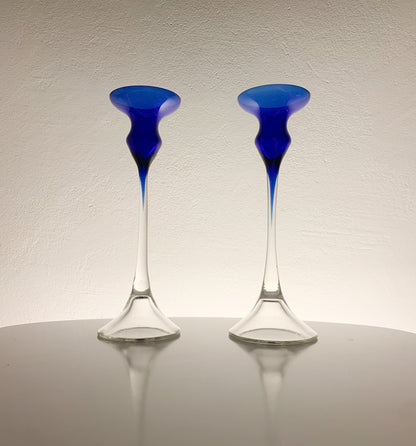 Glass Candleholder Marjut Kumela Blue Duo | 1960s Decor | Molna Vintage