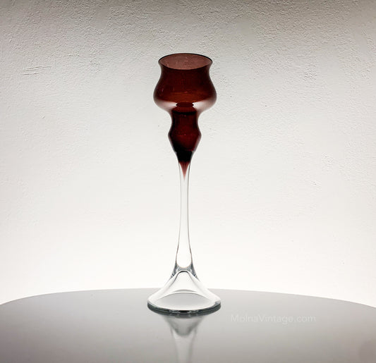 Glass Candlestick Purple | Marjut Kumela Finland | Molna Vintage