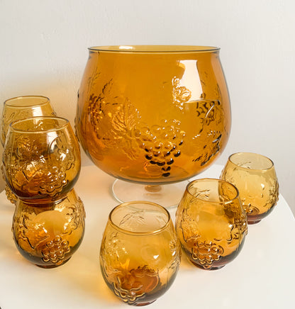 Grape Glass set bowl amber glasses | Sirkku Kumela Lehtonen | Molna Vintage