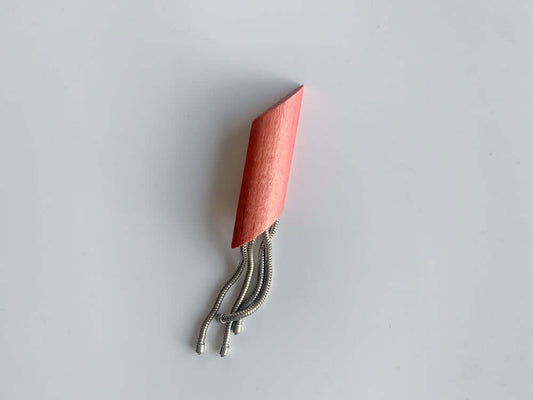 Wood red brooch by Aarikka Finland