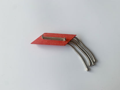 Wood red brooch by Aarikka Finland