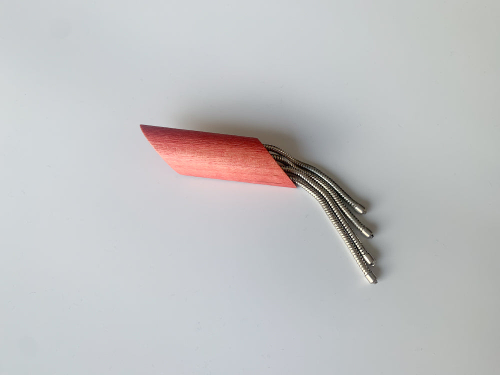 Wood red brooch by Aarikka Finland