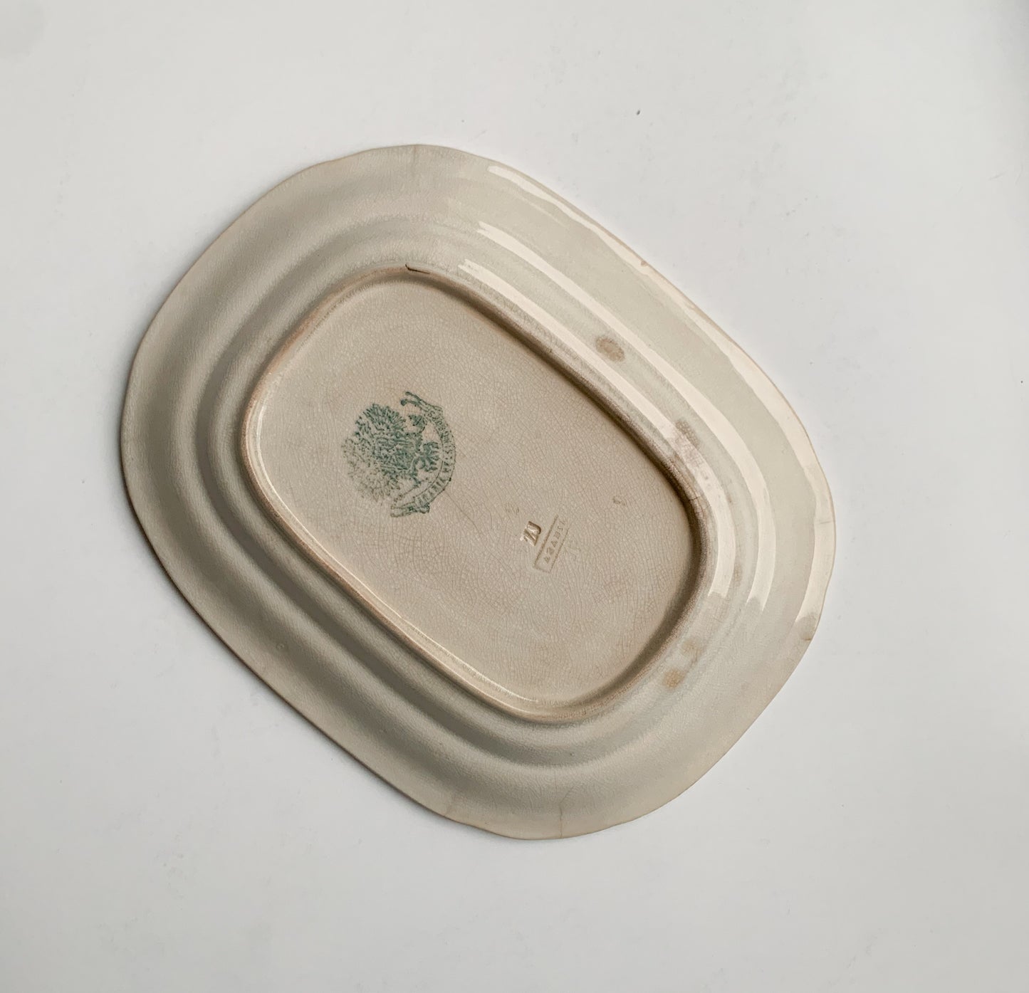 Antique faience Arabia serving platter, rare mark 1887-1910