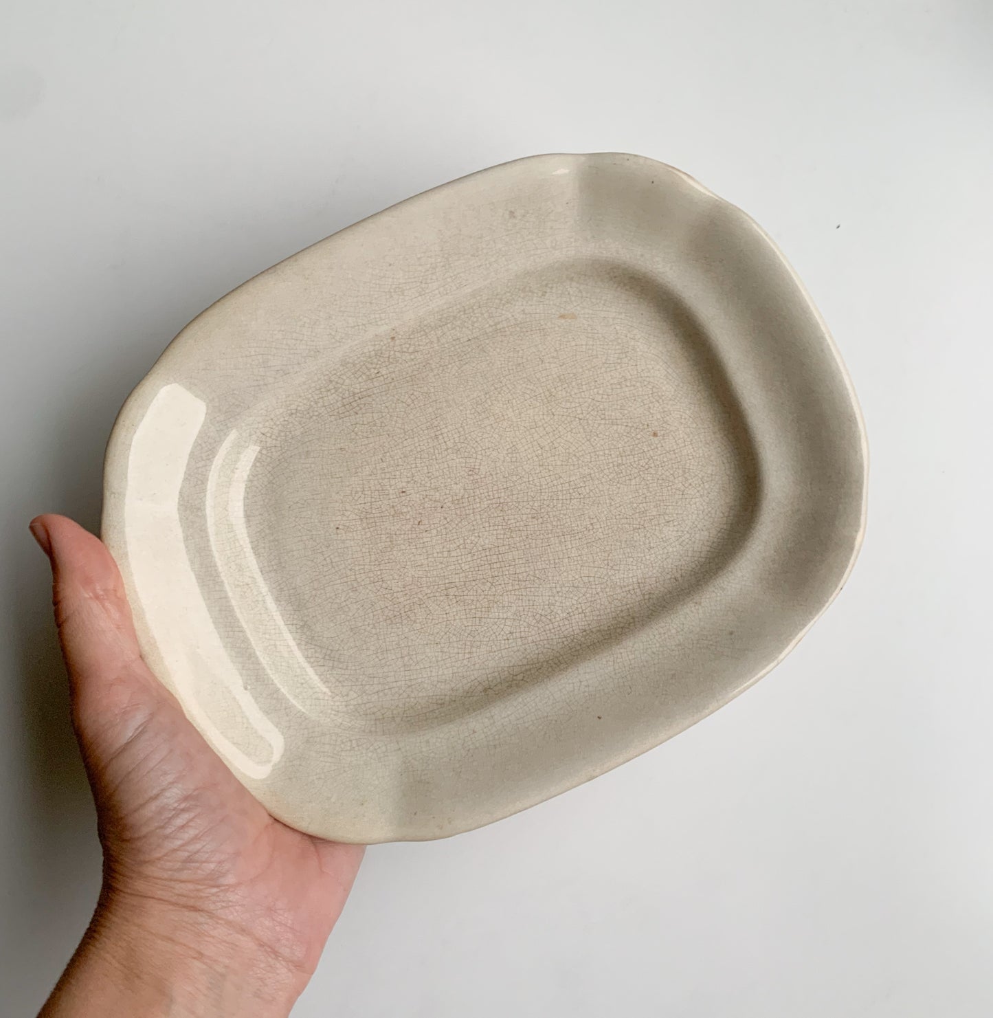 Antique faience Arabia serving platter, rare mark 1887-1910
