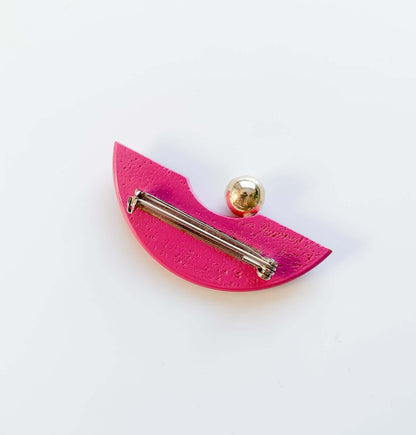 Pink Arc Aarikka Wooden Brooch