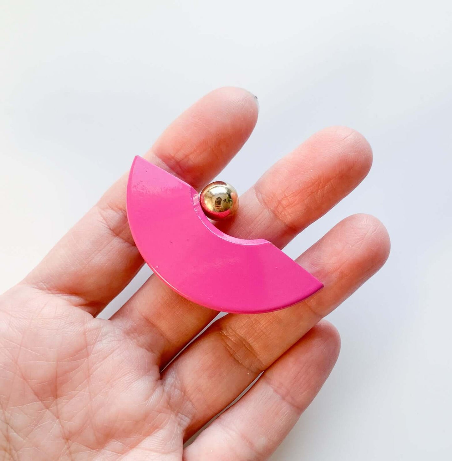 Pink Arc Aarikka Wooden Brooch
