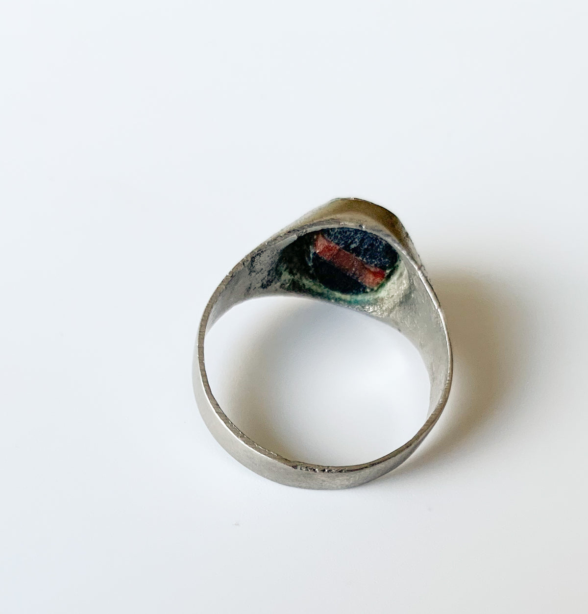 Silver signet ring with aventurine glass