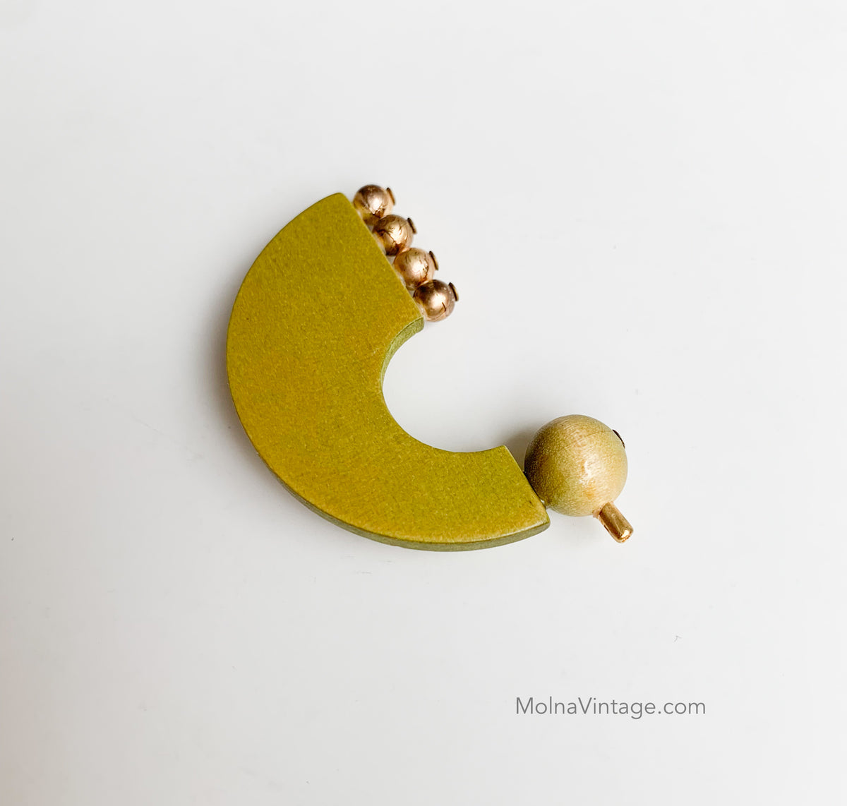 Aarikka Helmilintu mustard yellow wooden brooch