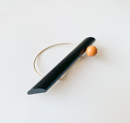Aarikka Finland | Black Orange Orbit Brooch