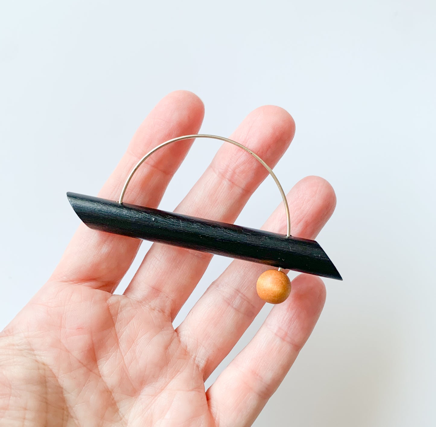 Aarikka Finland | Black Orange Orbit Brooch